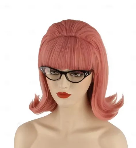 HAIRJOY ??ռ Ӹ ũ updo  70s ɾ Pelucas 60s  Ƽ  ҷ ǻ    wtih Bang